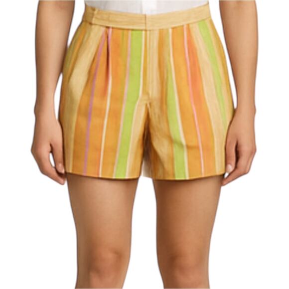 Posse Shorts 100% Cotton Striped Coral Orange Lime Green White NWT Small - Picture 1 of 5